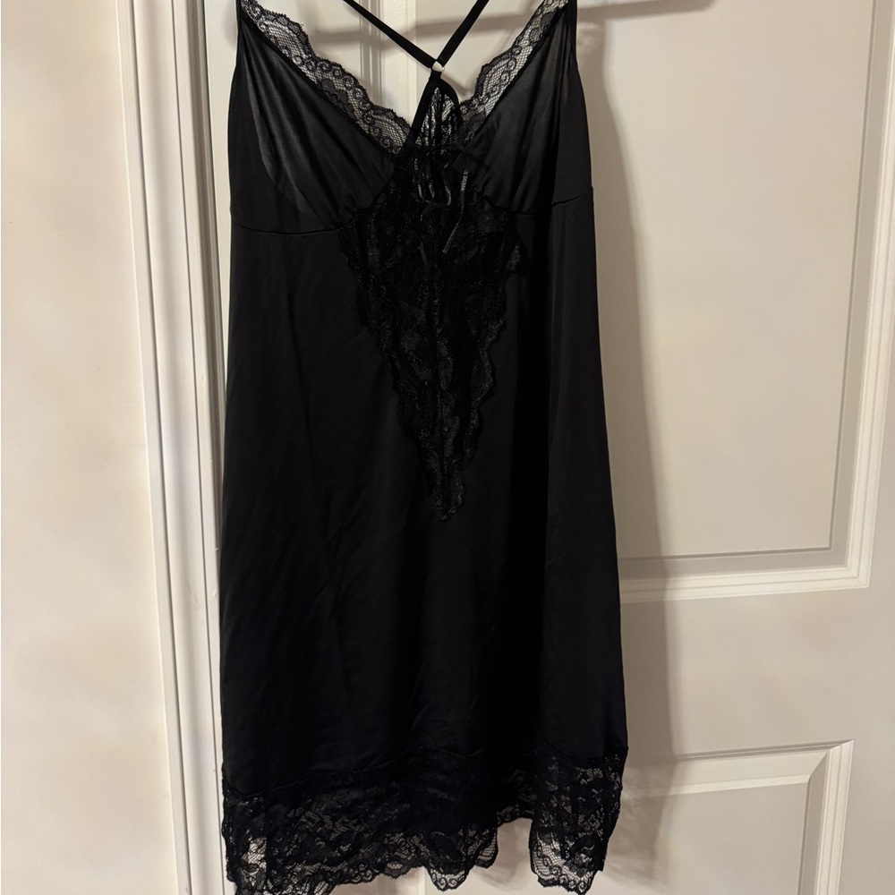 Black lace sleepwear with thong